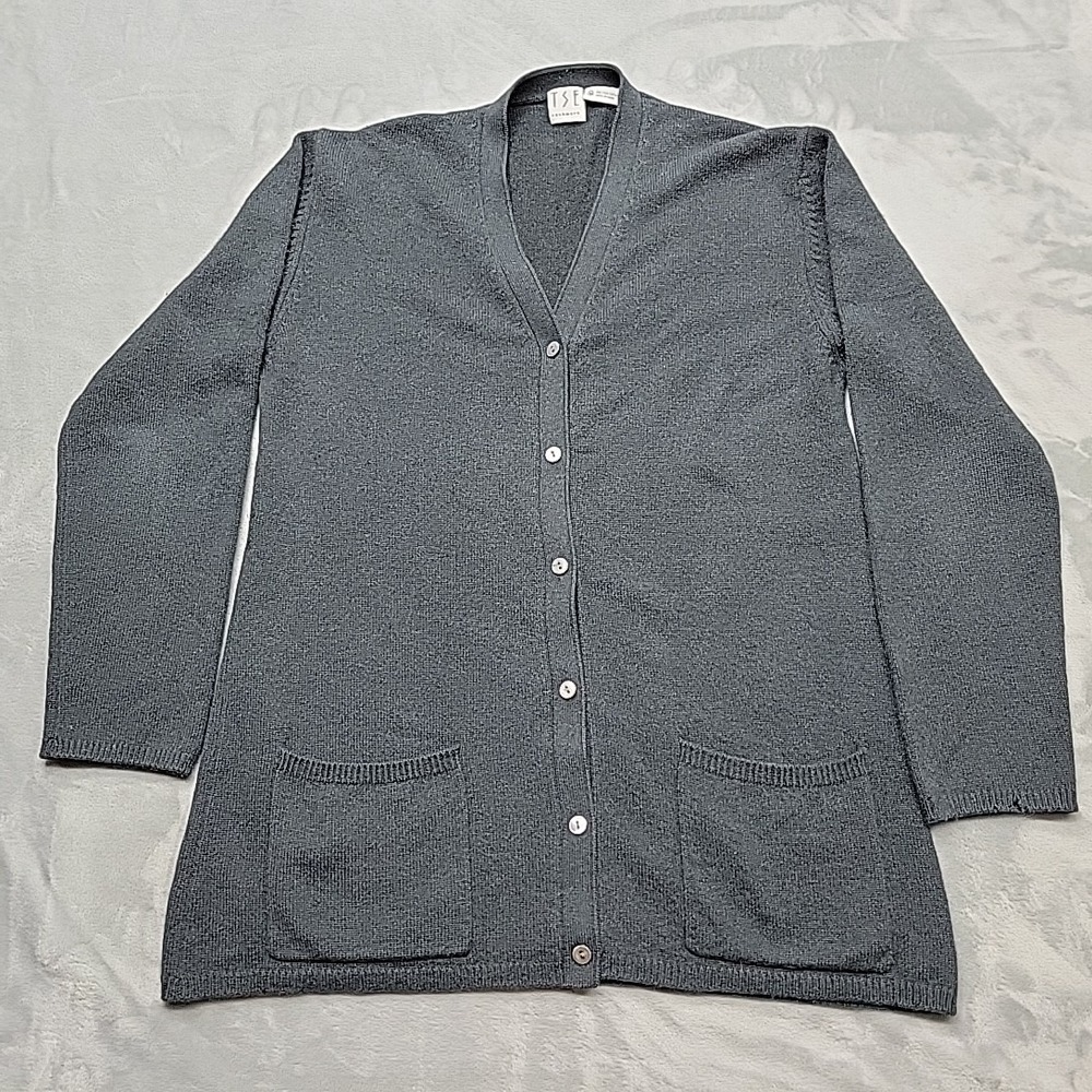 TSE Sweater Womens Medium Gray Long Sleeve Cardigan Cashmere Button Front V-Neck